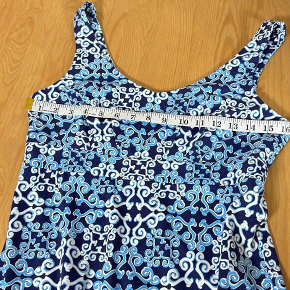 J. McLaughlin Maxi Dress Catalina Cloth Blue Geometric Print Stretch S Coastal - Picture 7 of 10